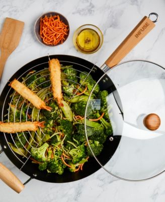 Asian Carbon Steel 4 Piece Non-Stick Wok Set