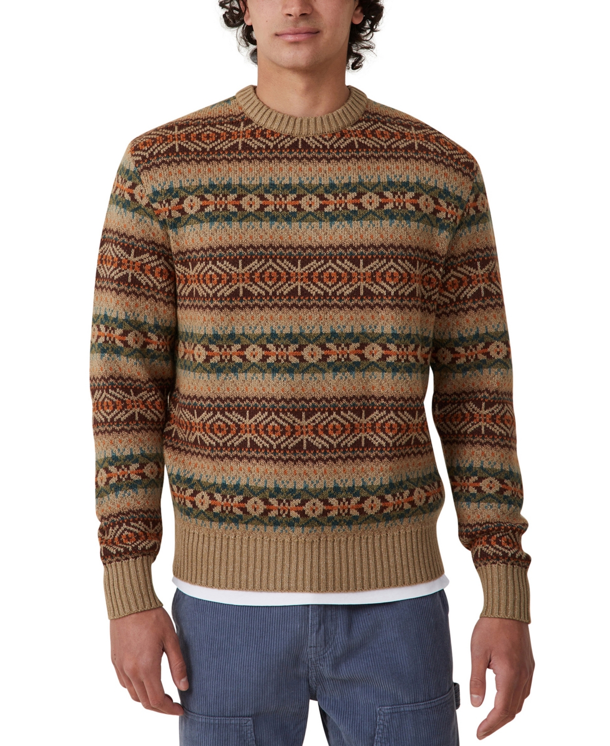 Cotton On Men's Woodland Knit Sweater In Natural Fair Isle