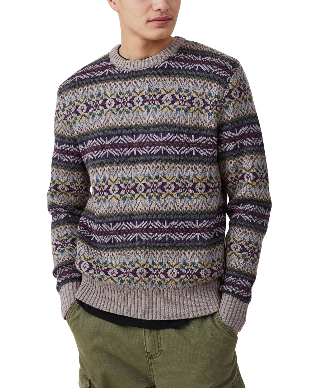 Cotton On Men's Woodland Knit Sweater In Blue Fair Isle