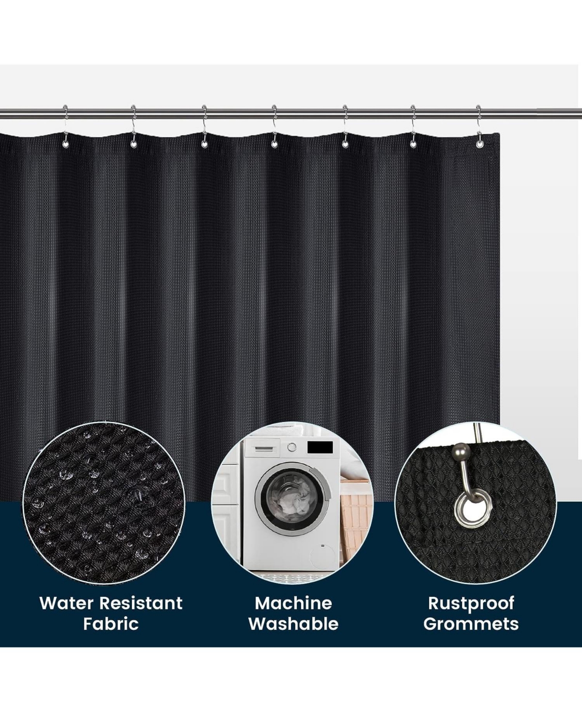 72" W x H Waffle Weave Fabric Shower Curtain