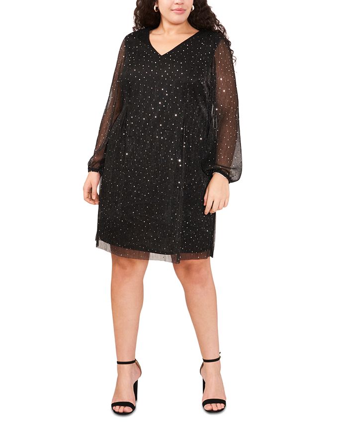 MSK Plus Size Sequined Bow-Back Shift Dress - Macy's