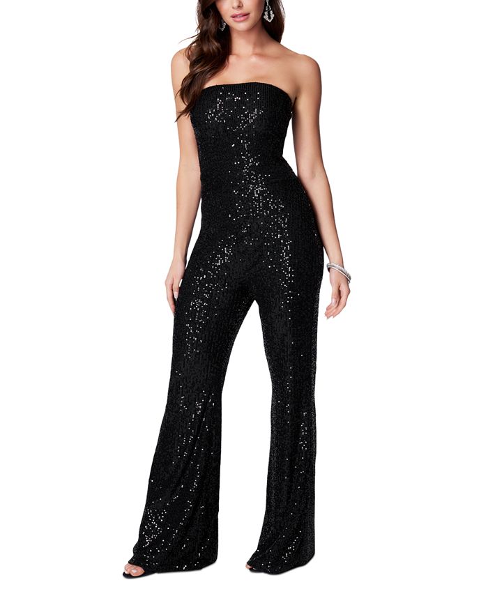 Bebe Sequined Strapless Jumpsuit - Macy's