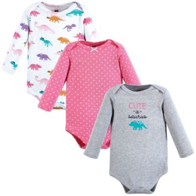 Hudson Baby Baby Girls Hudson Cotton Long-Sleeve Bodysuits 3-Pack - Cuteasaurus