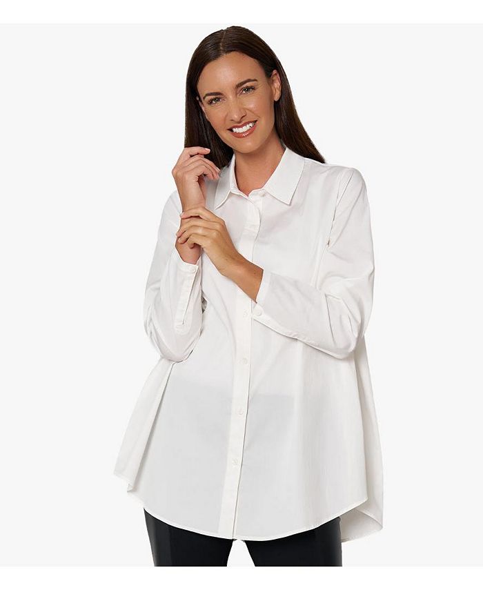 Stella Carakasi Women's Cotton Poplin Button-Front A-Line Shirt Top ...