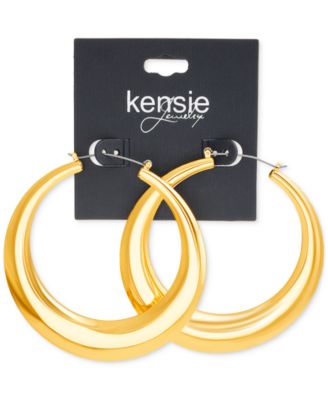 Gold-Tone Wide Large Hoop Earrings, 2.75"