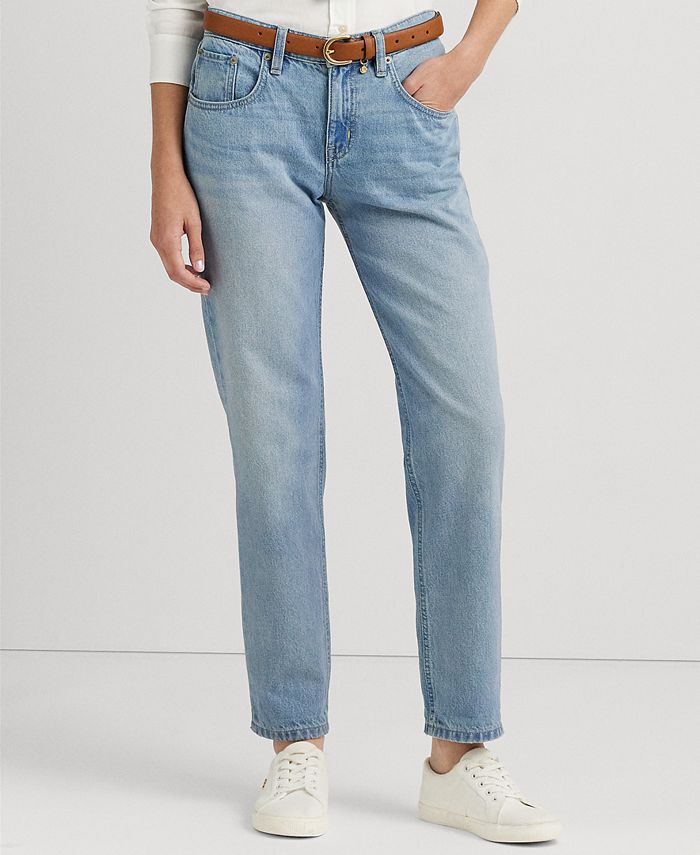 Lauren Ralph Lauren Petite Mid-Rise Tapered Ankle Jeans - Macy's