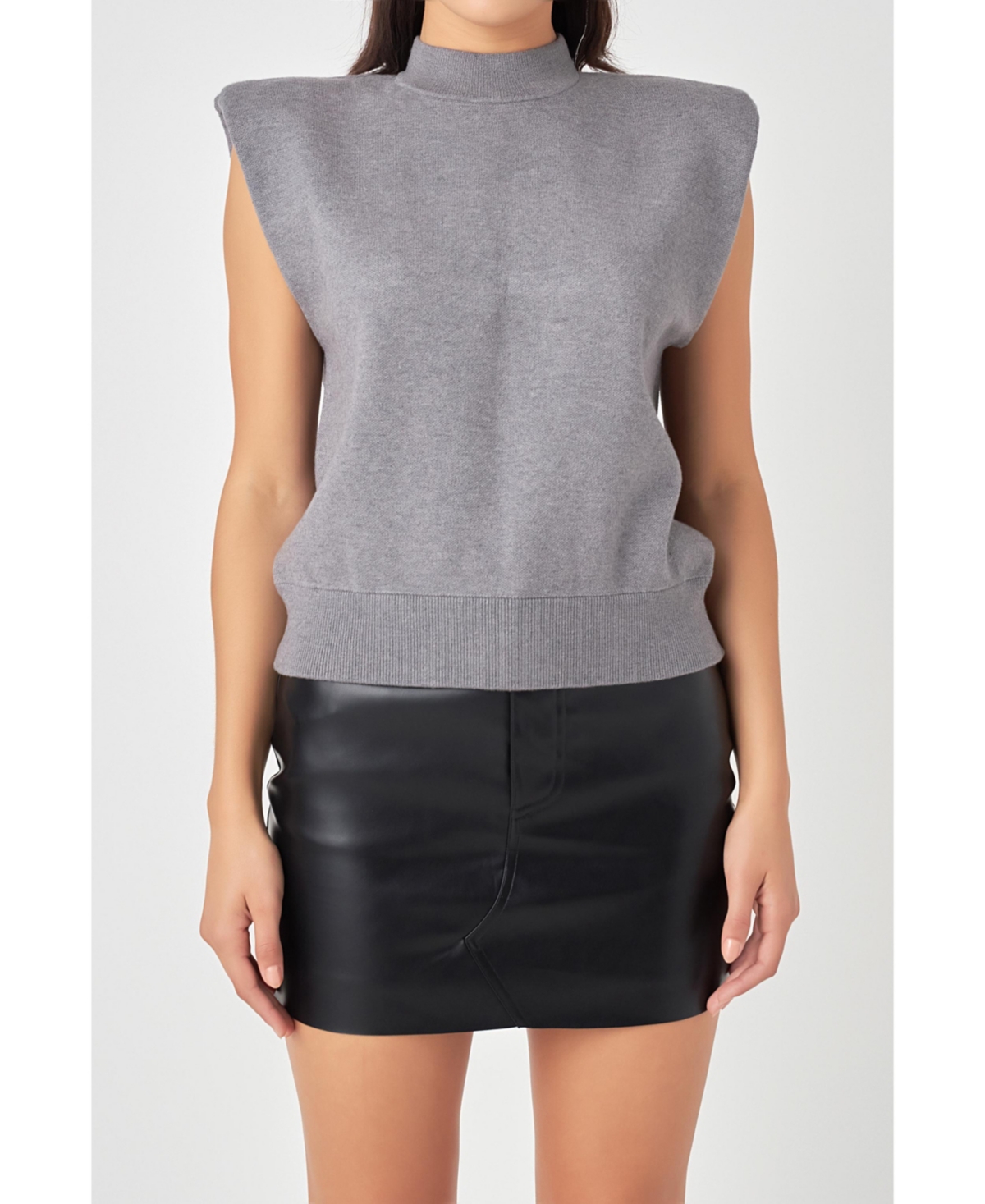 GREY LAB WOMEN'S MOCK NECK SLEEVELESS KNIT TOP