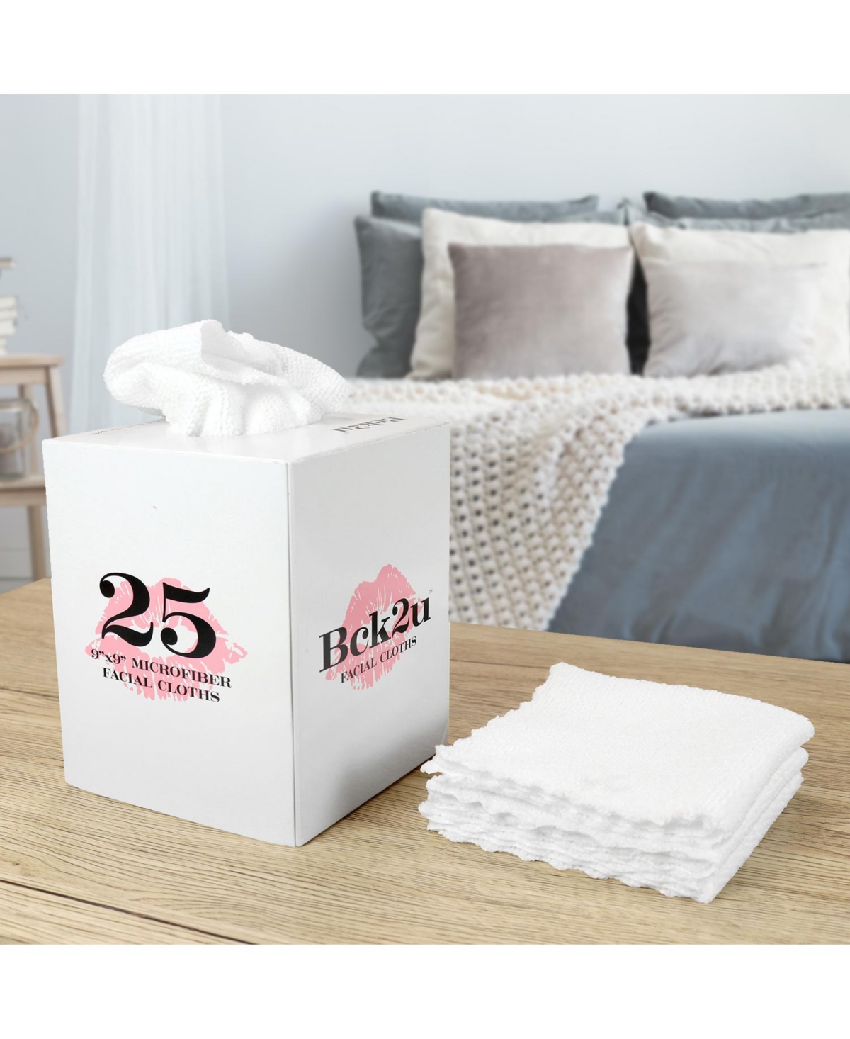 Arkwright Home Microfiber Makeup Remover Cloths - (Pack of 25) Reusable Makeup Towels a Tissue Box Dispenser, Facial Towels for Bathroom, x in