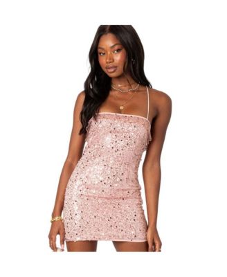 Women s Ballerina lace up sequin mini dress Macy s