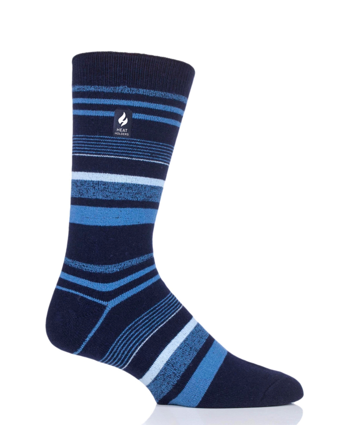 Heat Holders Men's Ultra Lite George Stripe Crew Sock In Navy,denim