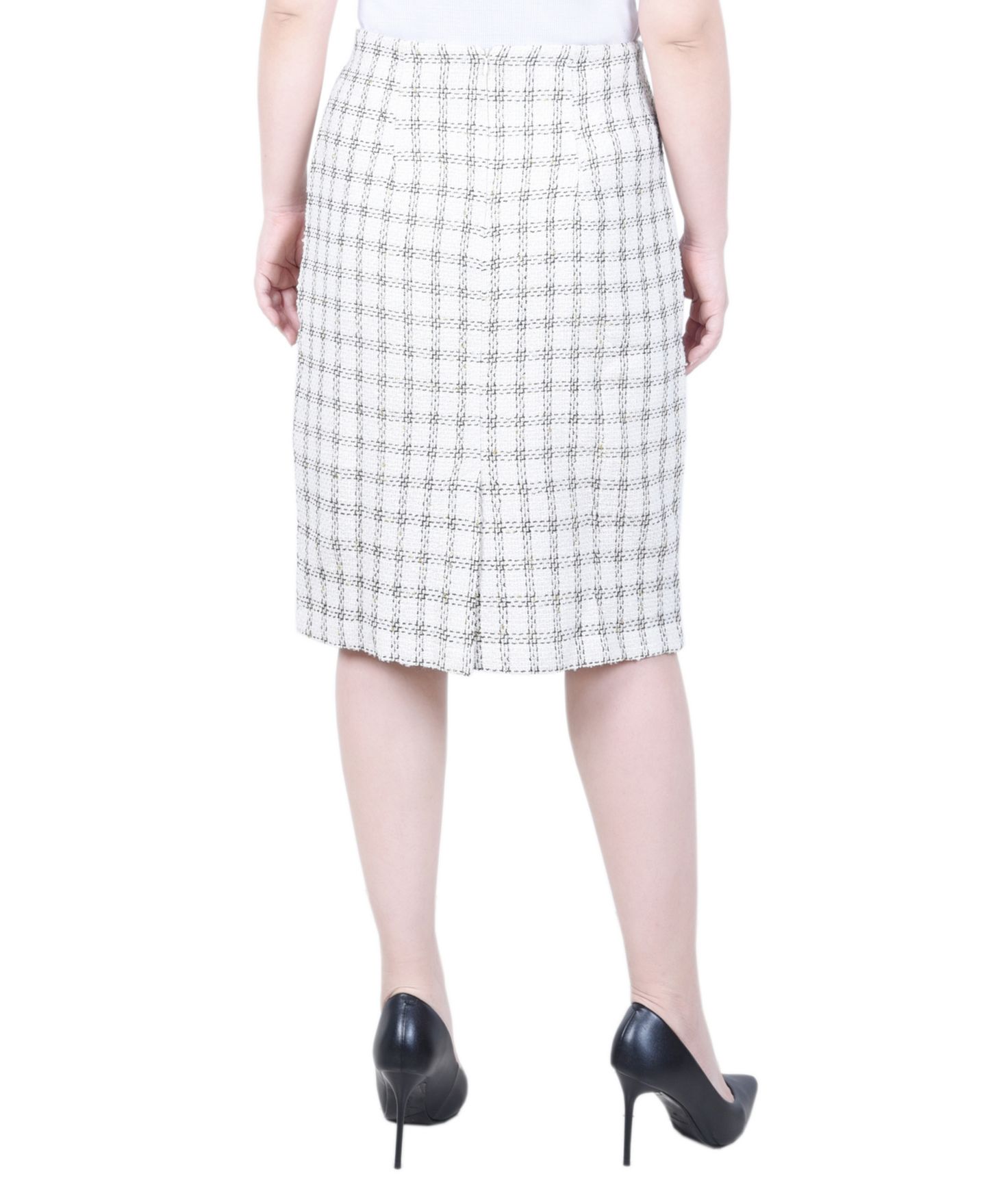 Женская юбка NY Collection Petite Slim Tweed Double Knit, цвет: Белое золото — фото 2