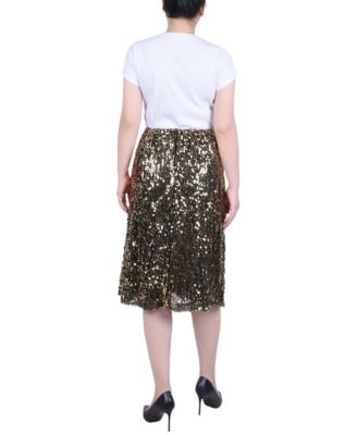 Petite Knee Length Sequined Skirt
