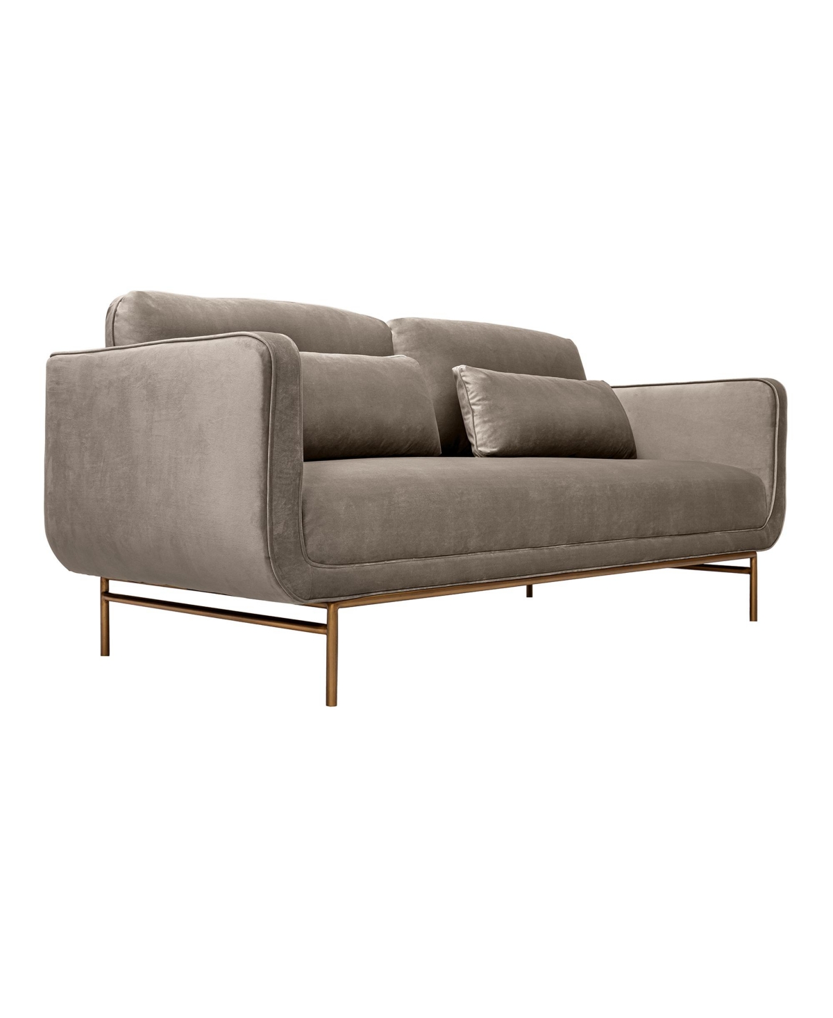 Armen Living Lilou 77" Velvet With Metal Legs Sofa In Fossil Gray,antique Brass
