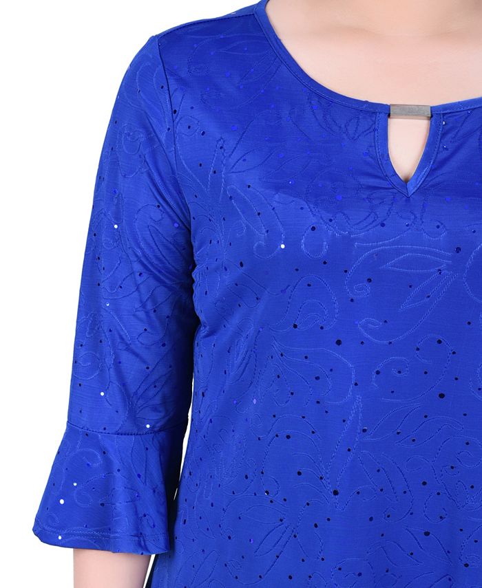 Solid Lizzy 3/4 Bell Sleeve Top in Jewel Green