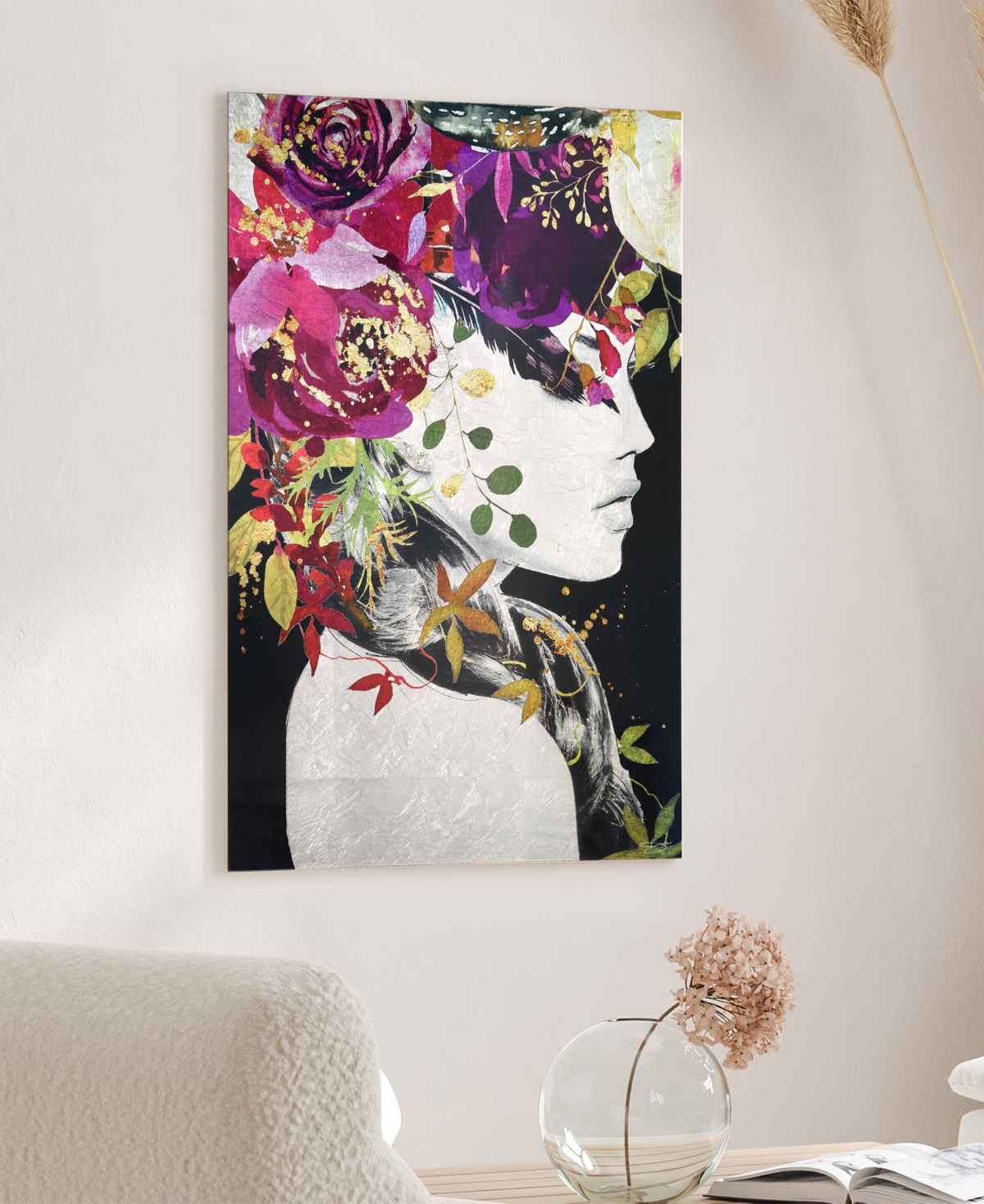 EMPIRE ART DIRECT "PURPLE RAIN" REVERSE PRINTED TEMPERED GLASS WITH SILVER-TONE LEAF, 36" X 24" X 0.2" 