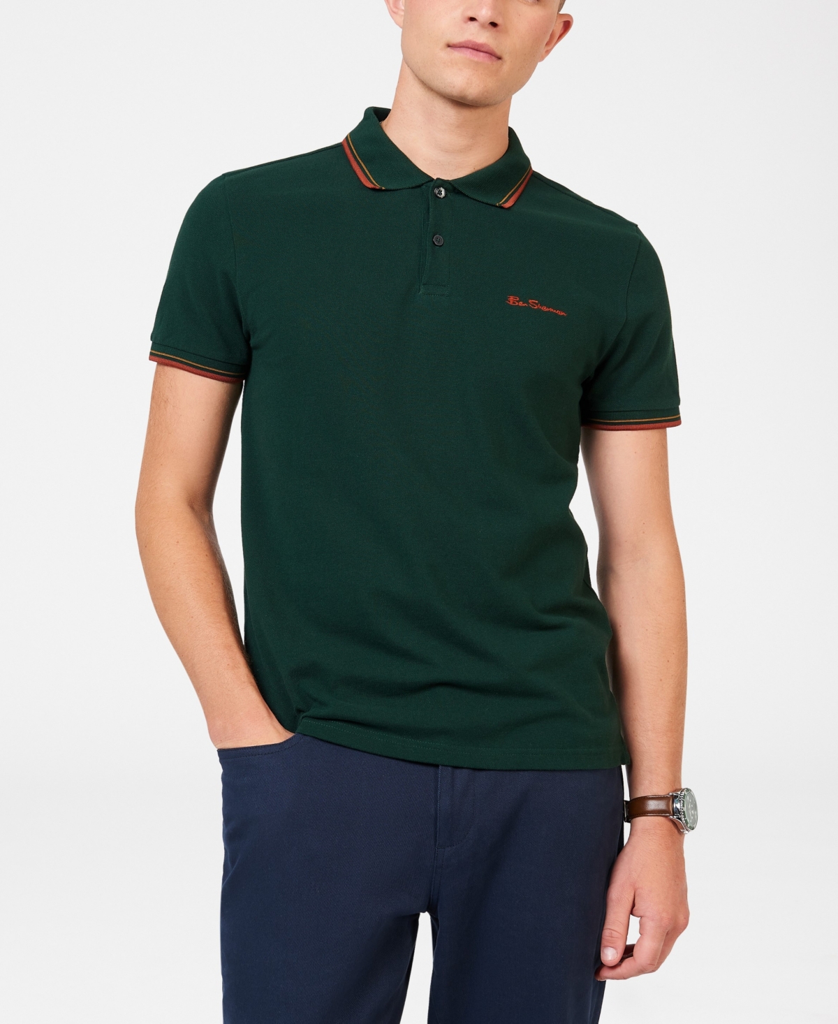 Shop Ben Sherman Men's Signature Short Sleeve Polo Shirt In Dark Green