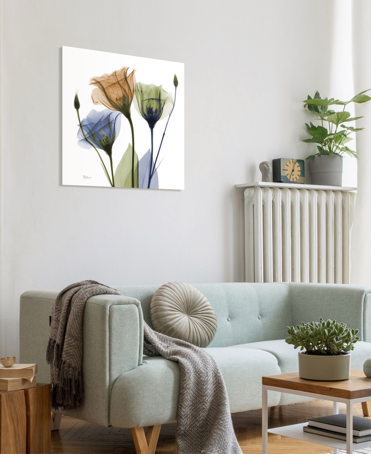 EMPIRE ART DIRECT "GENTIAN BUDDIES" FRAMELESS FREE FLOATING TEMPERED GLASS PANEL GRAPHIC WALL ART, 24" X 24" X 0.2" 