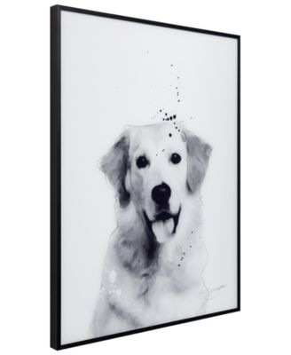 "golden Retriever" Pet Paintings on Printed Glass Encased with A Black Anodized Frame, 24" x 18" x 1"