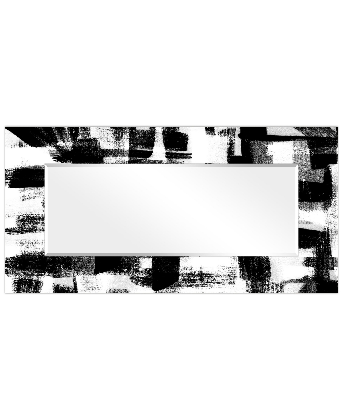Shop Empire Art Direct "jam Session Ii" Rectangular Beveled Mirror On Free Floating Printed Tempered Art Glass, 72" X 36" X In Black,white