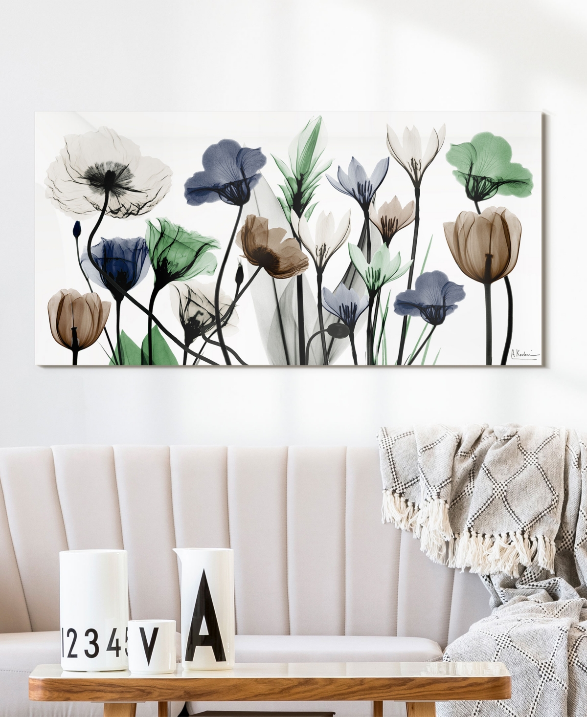 EMPIRE ART DIRECT "FLORAL LANDSCAPE" FRAMELESS FREE FLOATING TEMPERED GLASS PANEL GRAPHIC WALL ART, 24" X 48" X 0.2" 