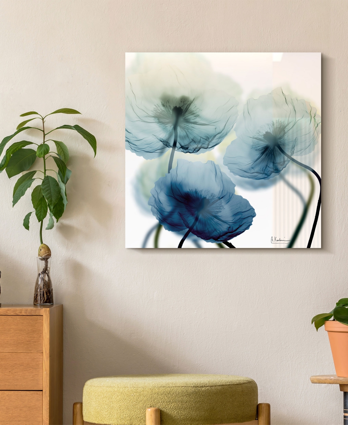 Shop Empire Art Direct "unfocused Beuaty 1" Frameless Free Floating Tempered Glass Panel Graphic Wall Art, 24" X 24" X 0.2" In Blue