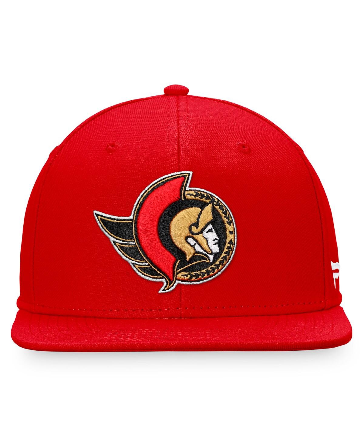 Shop Fanatics Men's  Red Ottawa Senators Core Primary Logo Fitted Hat