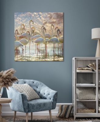 "Flamingo Flair" Frameless Free Floating Tempered Glass Panel Graphic Wall Art, 38" x 38" x 0.2"