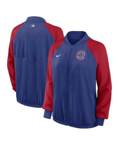 Женские куртки Nike Women's Royal Chicago Cubs Authentic Collection Team Raglan Performance Full-Zip Jacket