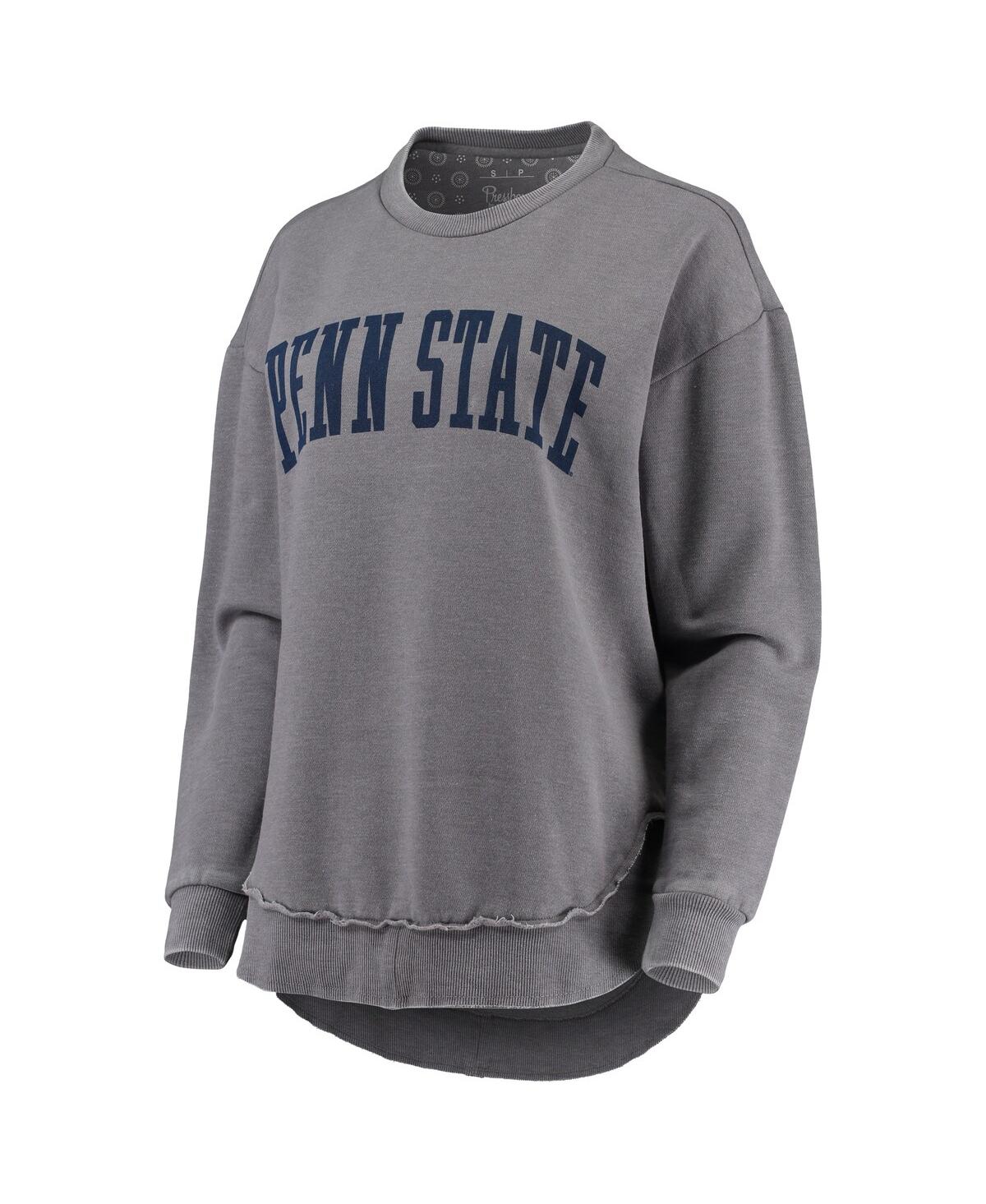 Women's PressboxDistressed Penn State Nittany Lions Vintage-Like Wash Pullover Sweatshirt - Heathered Gray