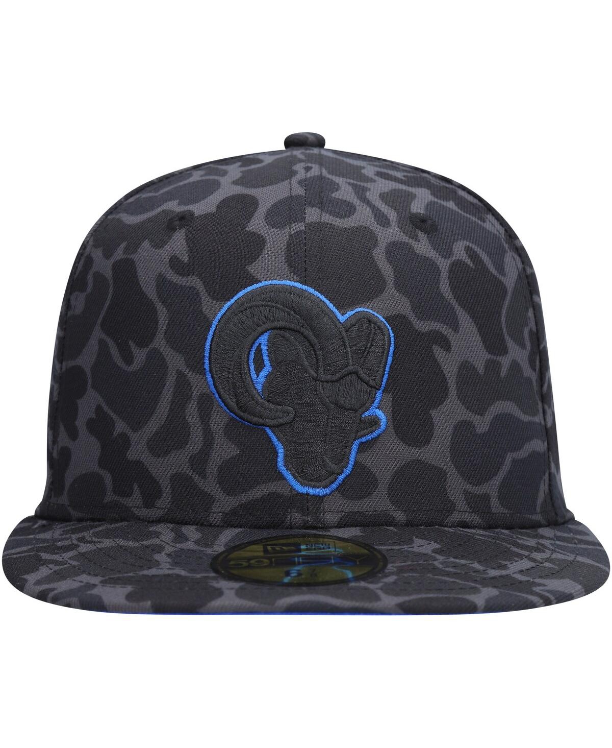 NEW ERA MEN'S NEW ERA BLACK LOS ANGELES RAMS AMOEBA CAMO 59FIFTY FITTED HAT 