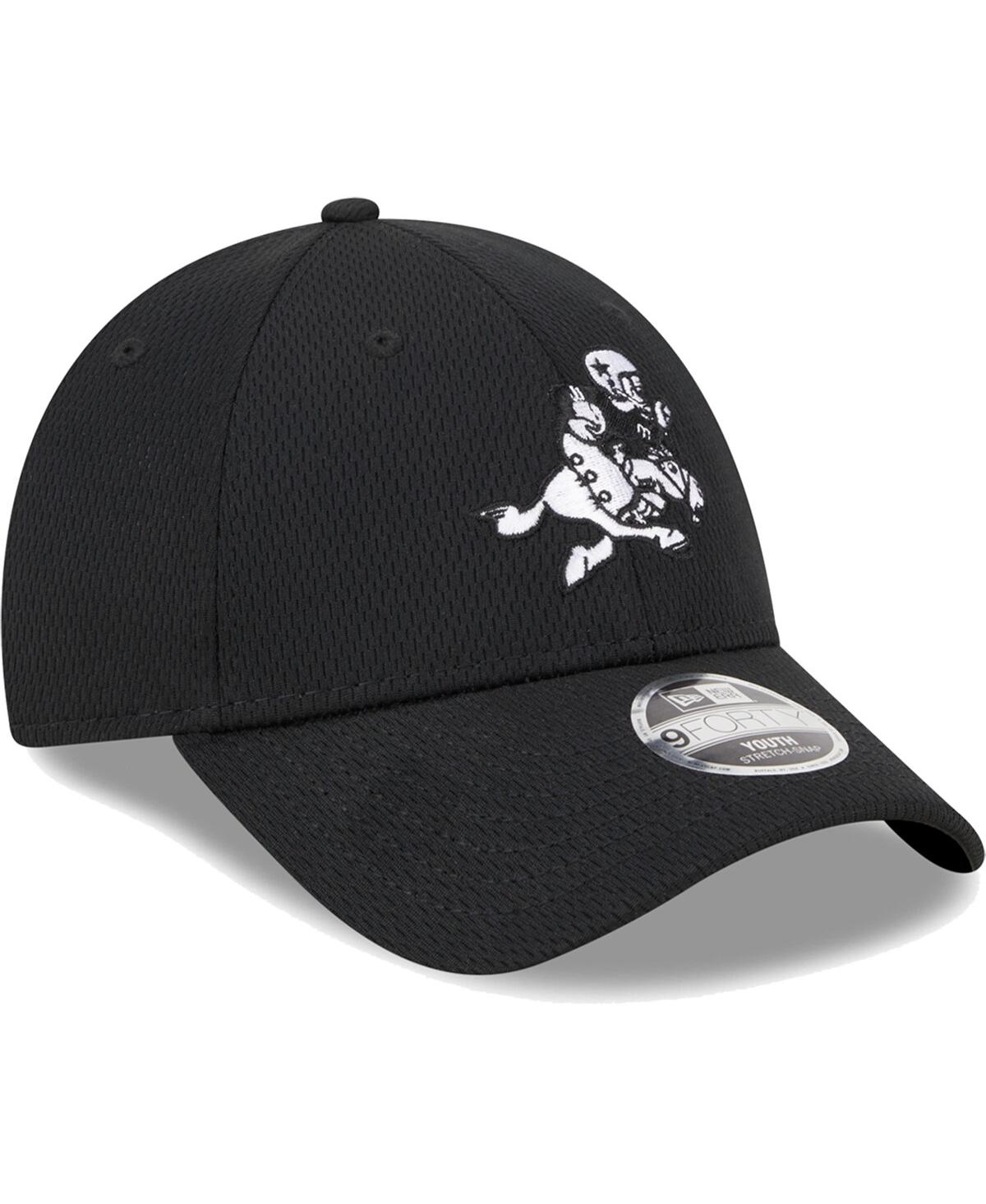 Youth Boys and Girls New EraDallas Cowboys Retro Joe Main B-Dub 9FORTY Adjustable Hat - Black