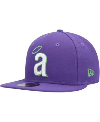 Men's Purple California Angels Cooperstown Collection Lime Side Patch 59FIFTY Fitted Hat