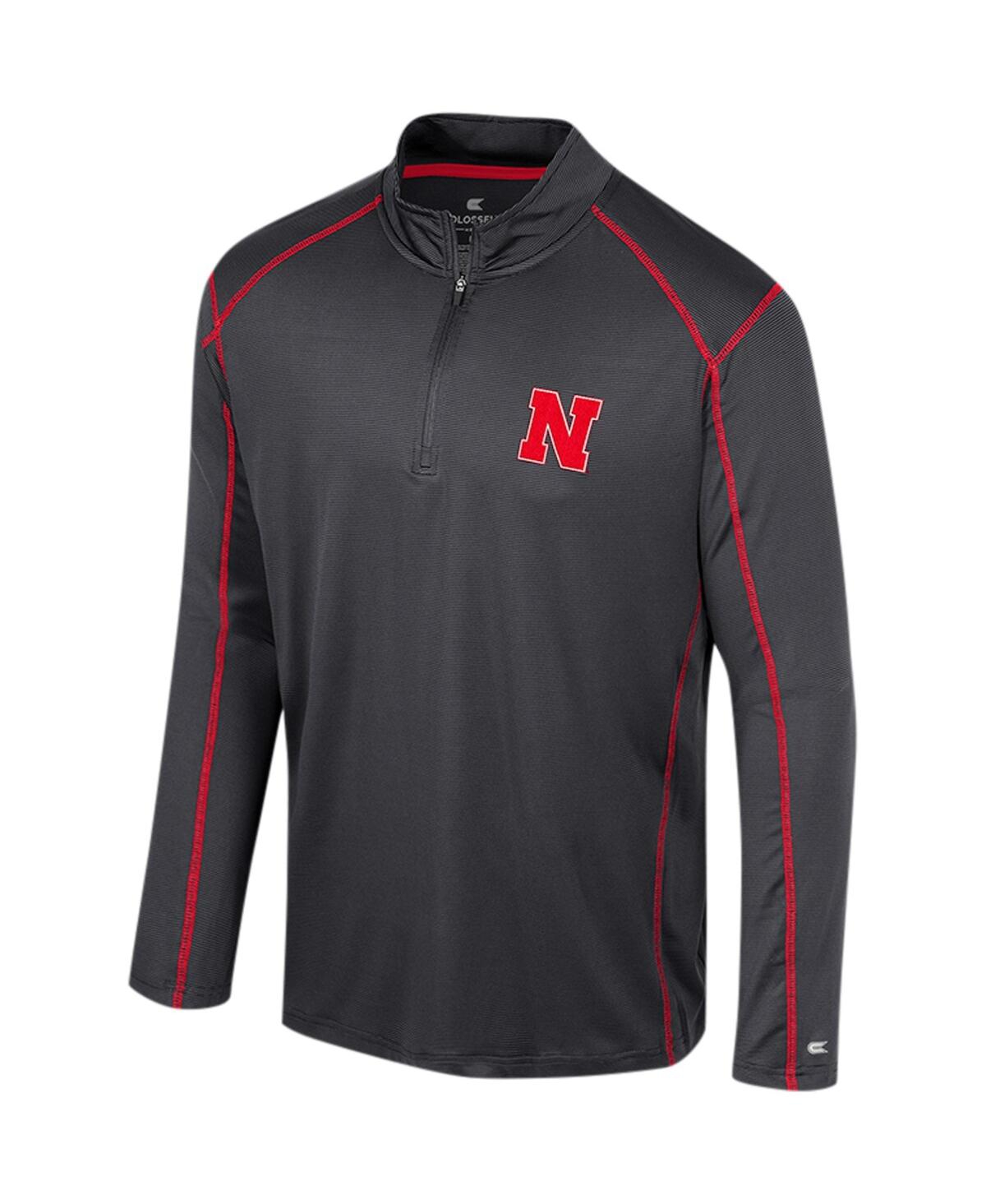 Colosseum Men's  Black Nebraska Huskers Cameron Quarter-zip Windshirt In Black