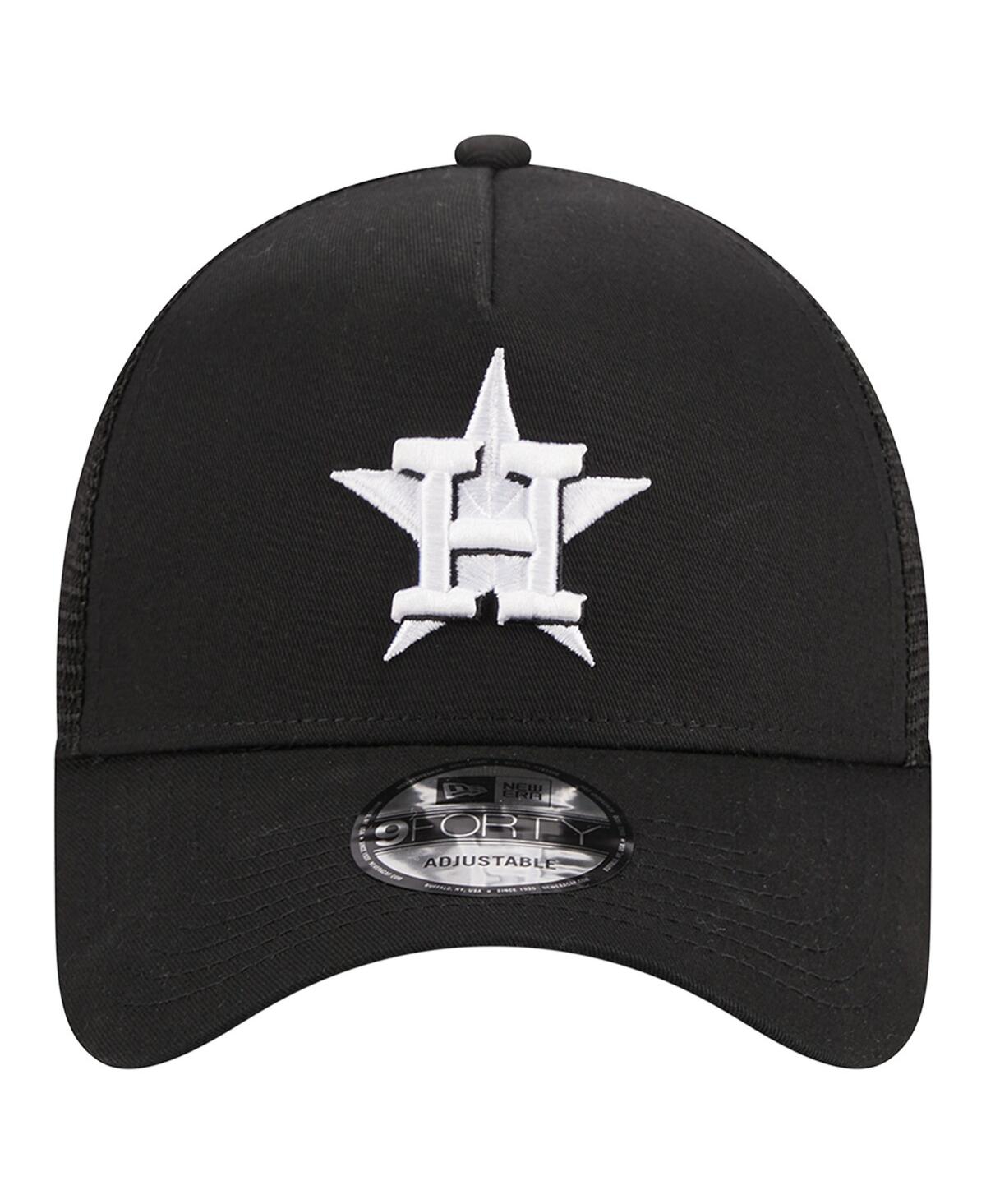 New Era Black Houston Astros A-frame 9forty Trucker Adjustable Hat In Black