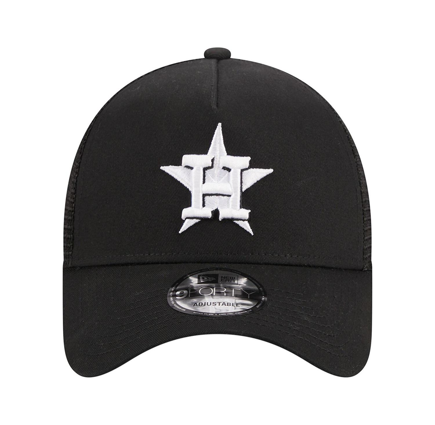 Men's Black Houston Astros A-Frame 9FORTY Trucker Adjustable Hat