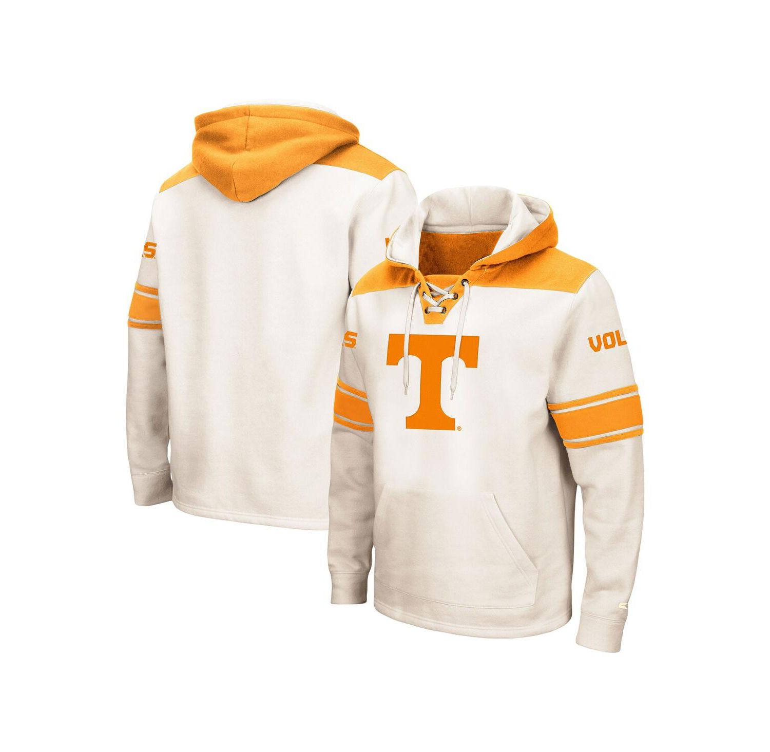 Men's Cream Tennessee Volunteers Big and Tall Hockey Lace-Up Pullover Hoodie