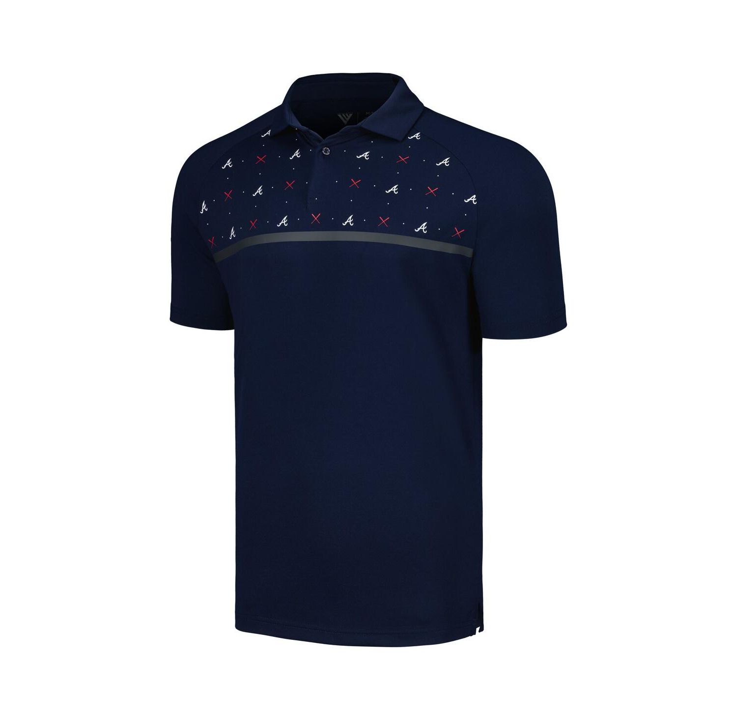 Men's Navy Atlanta Braves Sector Batter Up Raglan Polo Shirt