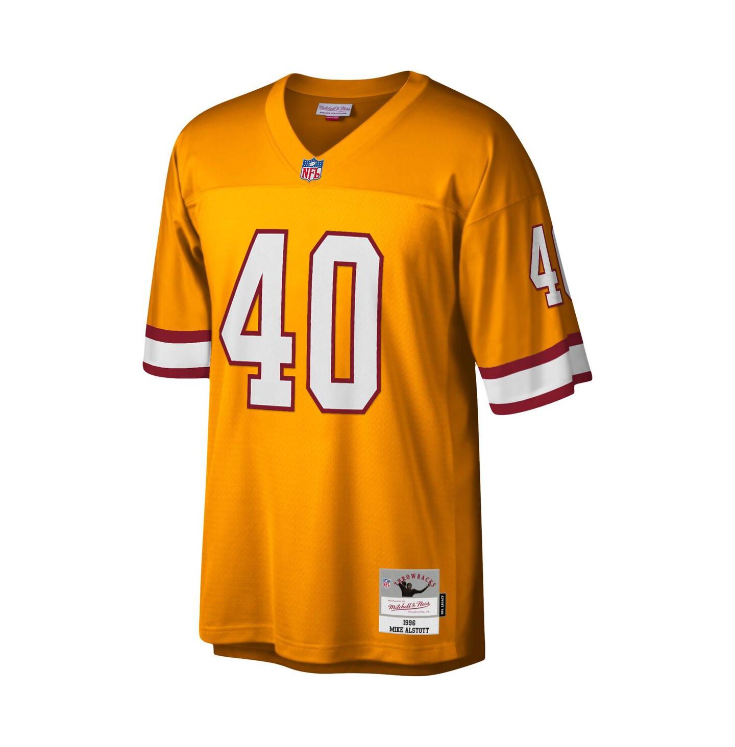 Мужской топ Mitchell & Ness Mike Alstott Orange Tampa Bay Buccaneers Legacy Replica Jersey — фото 2