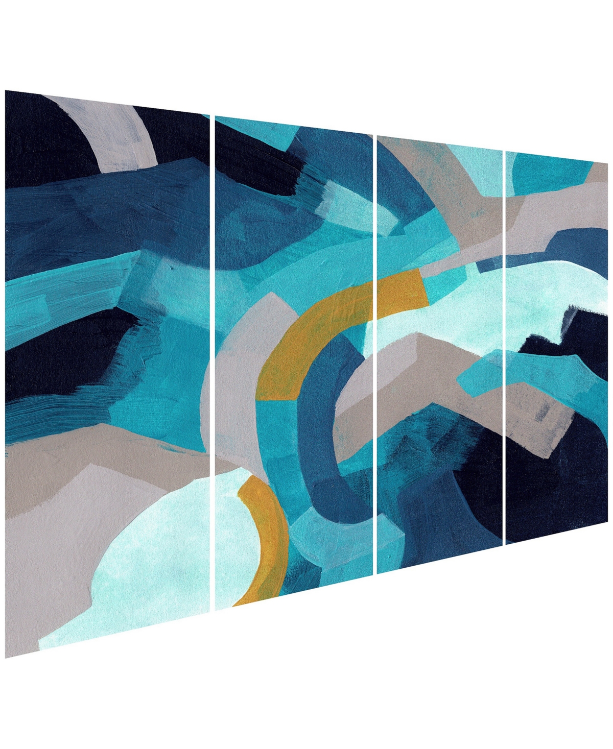 EMPIRE ART DIRECT PUZZLE BLUES ABCD FRAMELESS FREE FLOATING TEMPERED GLASS PANEL GRAPHIC WALL ART, 72" X 36" X 0.2" EA 