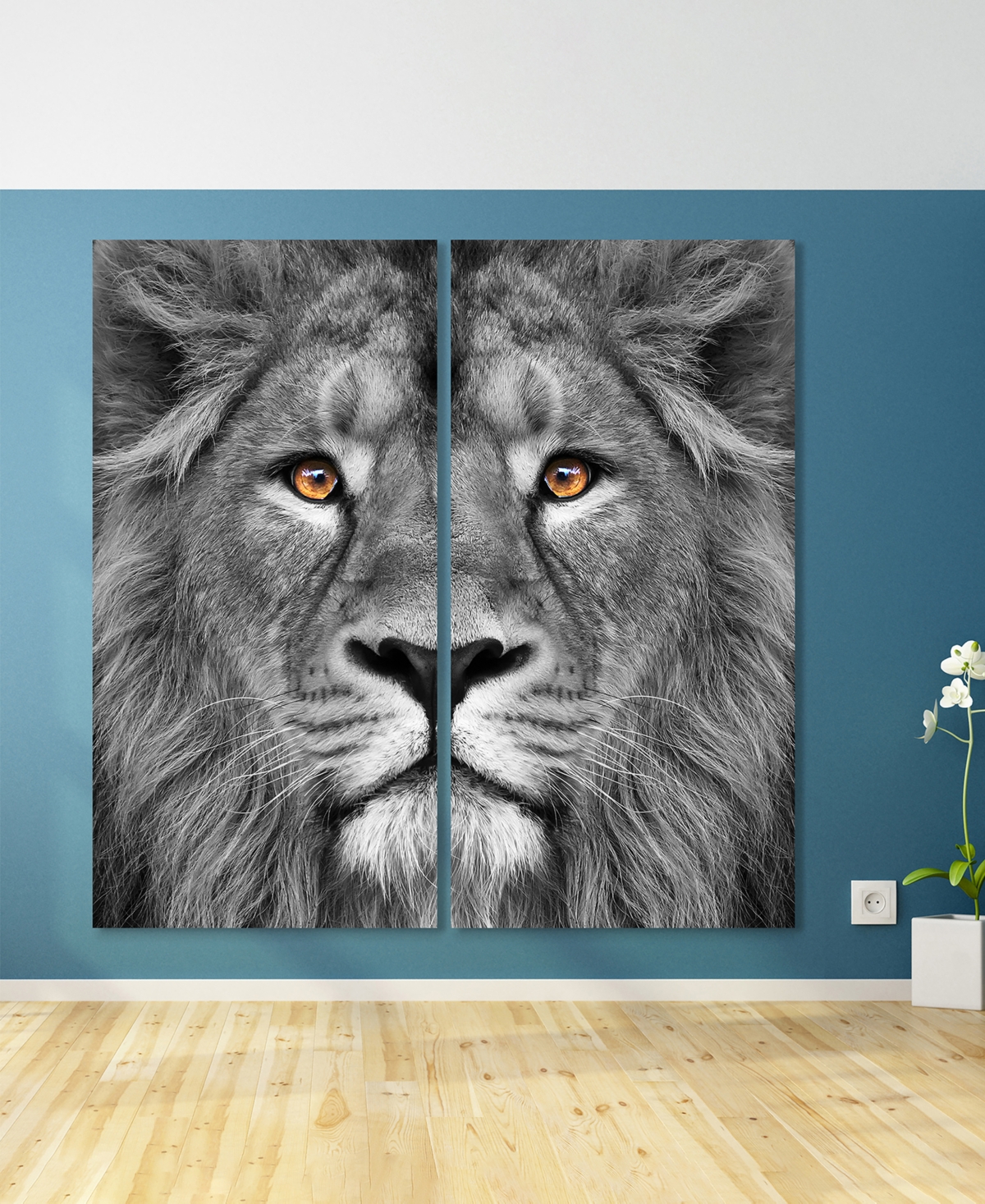 Empire Art Direct King Of The Jungle Ab Frameless Free Floating Tempered Glass Panel Graphic Wall Art, 72" X 36" X 0.2 In Gray