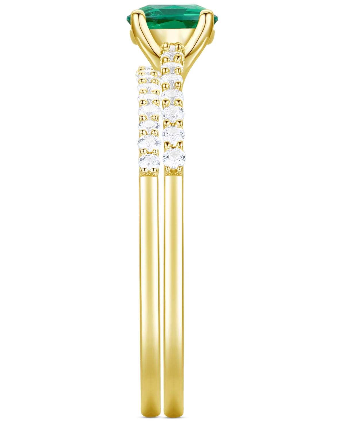 Lab-Grown(3/8 ct. t.w.) & Lab-Grown White Sapphire (3/8 ct. t.w.) Bridal Set in 14k Gold-Plated Sterling Silver (Also in Ruby & Blue Sapphire