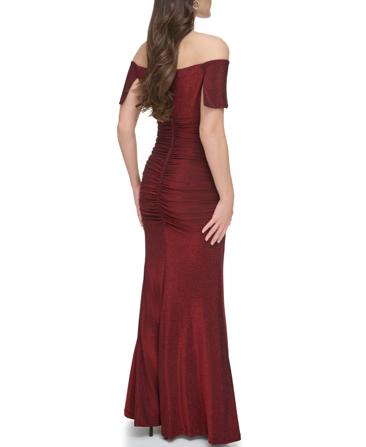 Shop Vince Camuto Women's Off-the-shoulder Ruched Gown In Red