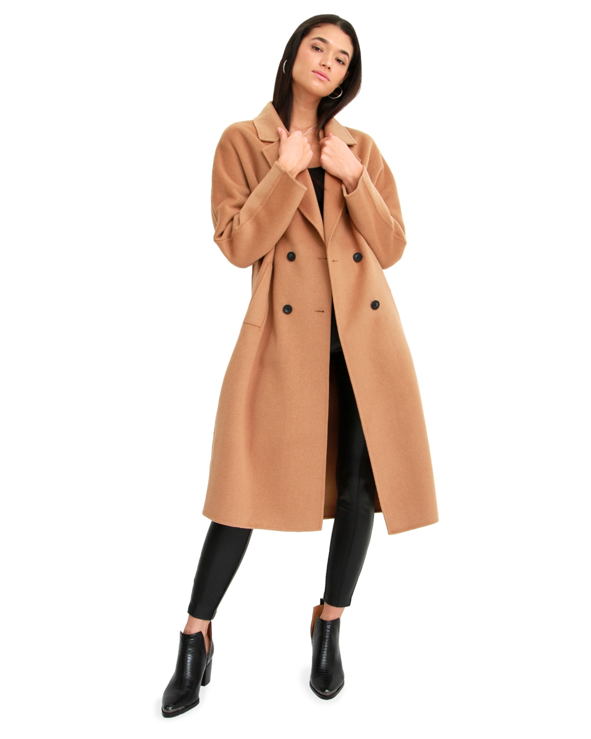 Women's Boss Girl Double-Breasted Lined Wool Coat - Midnight blue