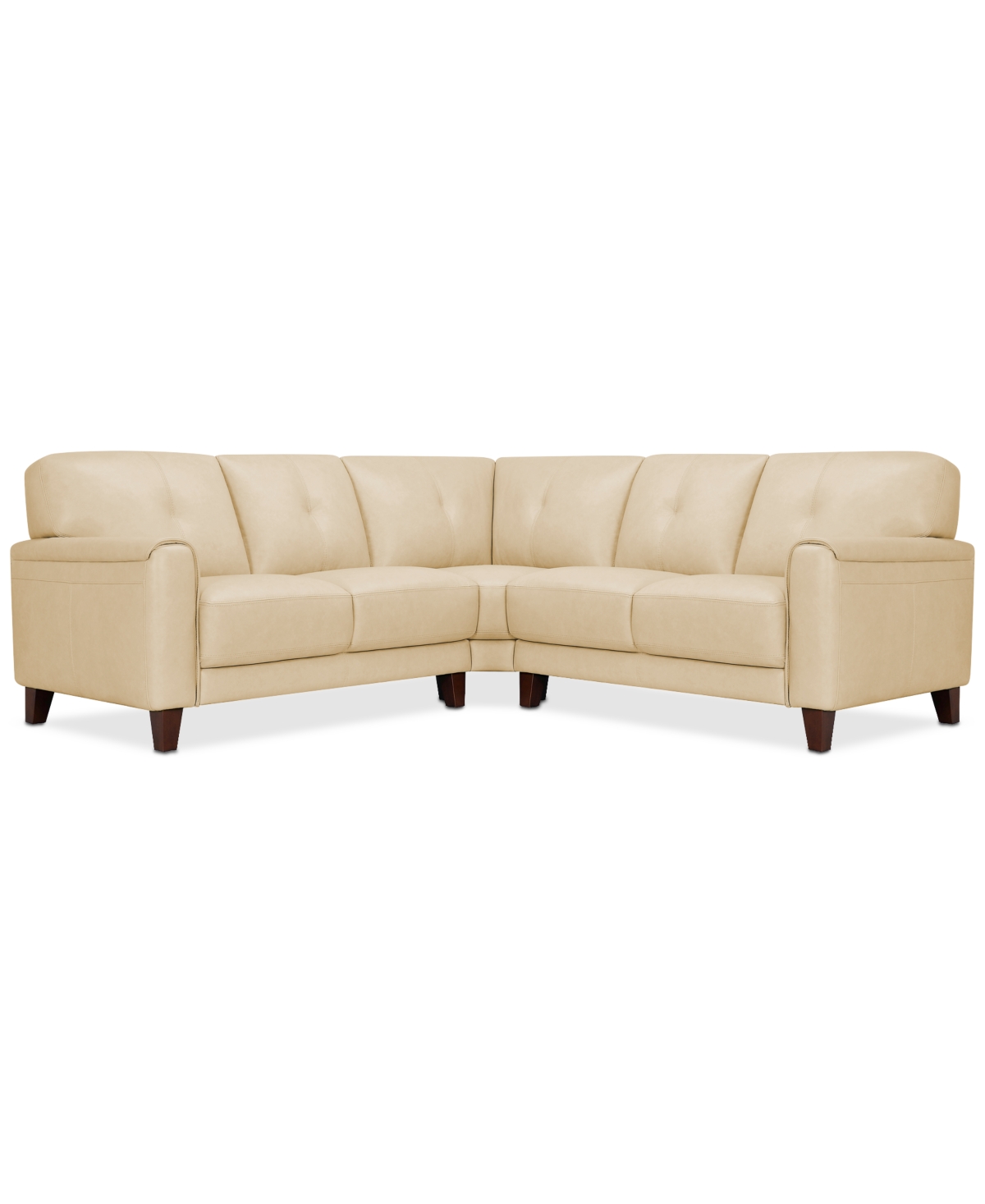 Macy's Closeout! Ashlinn 120" 4-pc. Pastel Leather Sectional, Created For  In Butter Yellow