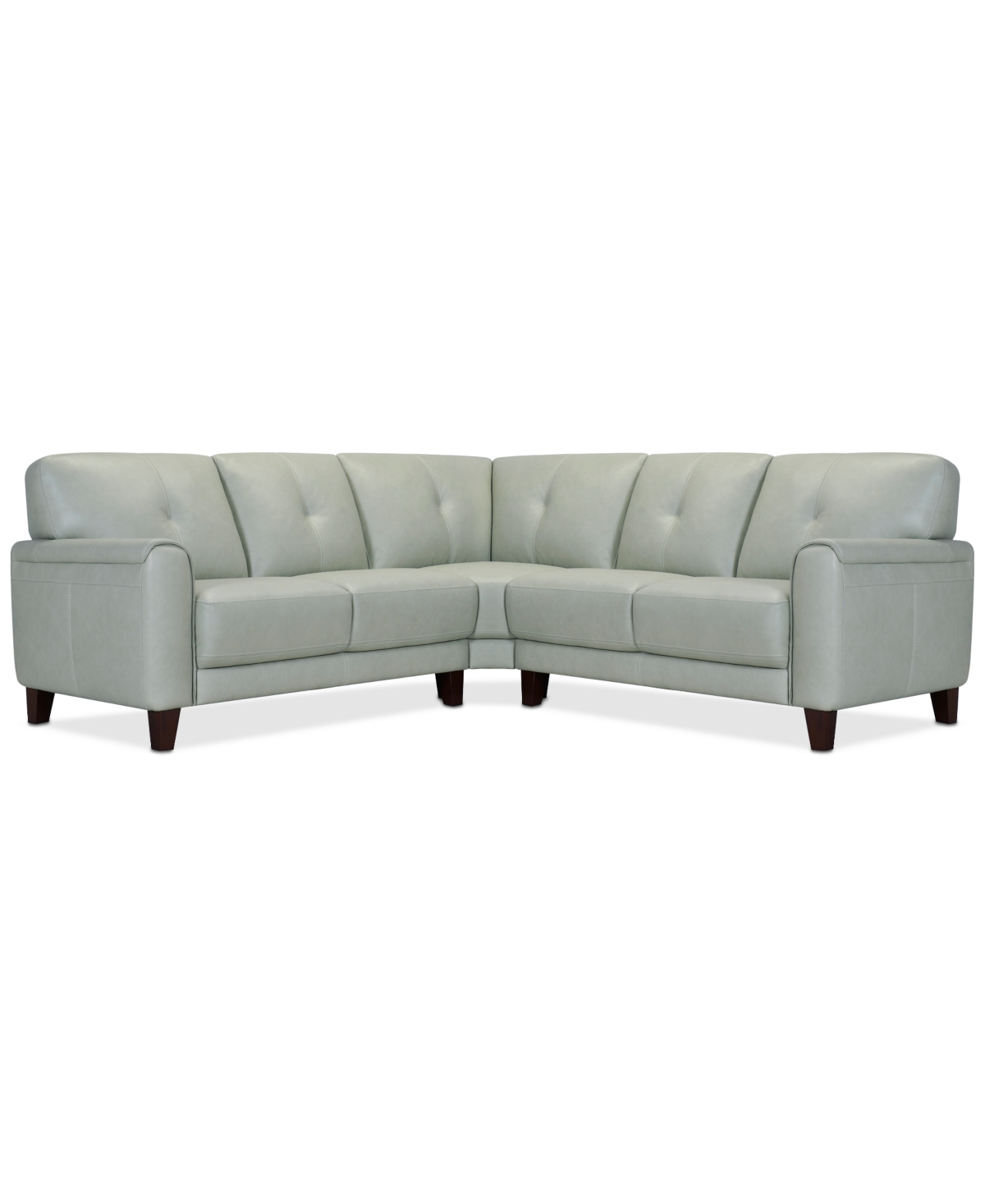 Macy's Closeout! Ashlinn 94" 3-pc. Pastel Leather Sectional, Created For  In Mint Green