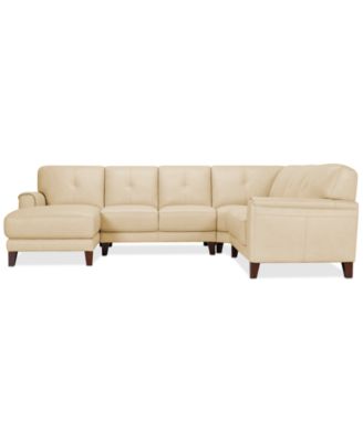 CLOSEOUT! Ashlinn 120" 4-Pc. Pastel Leather Sectional, Created for Macy's