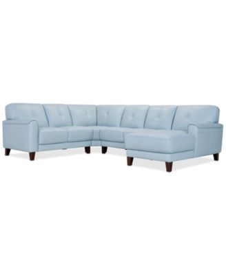 CLOSEOUT! Ashlinn 120" 4-Pc. Pastel Leather Sectional, Created for Macy's