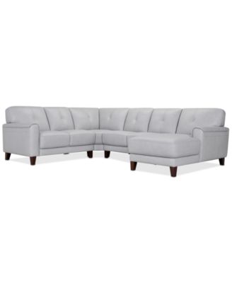 CLOSEOUT! Ashlinn 120" 4-Pc. Pastel Leather Sectional, Created for Macy's