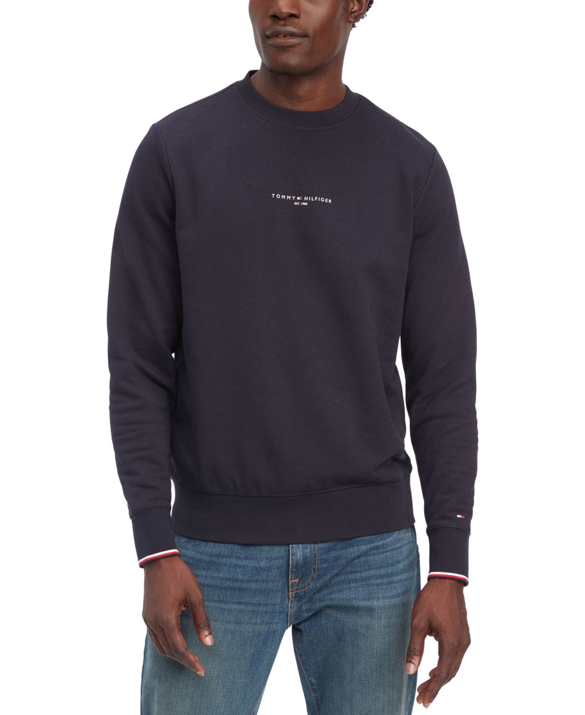 Tommy Hilfiger Men\'s Logo-tipped Crewneck Sky ModeSens Sweatshirt Desert In 