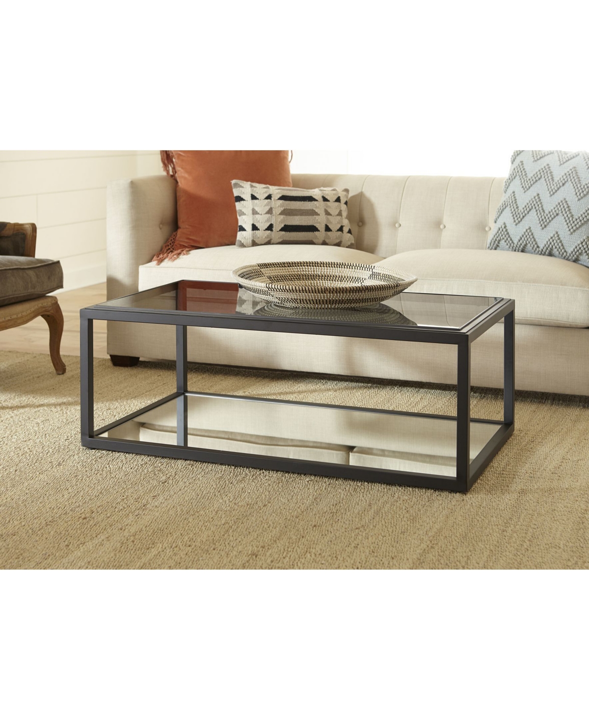 Macy's Ellis 48" Glass And Metal Coffee Table In Black Ink